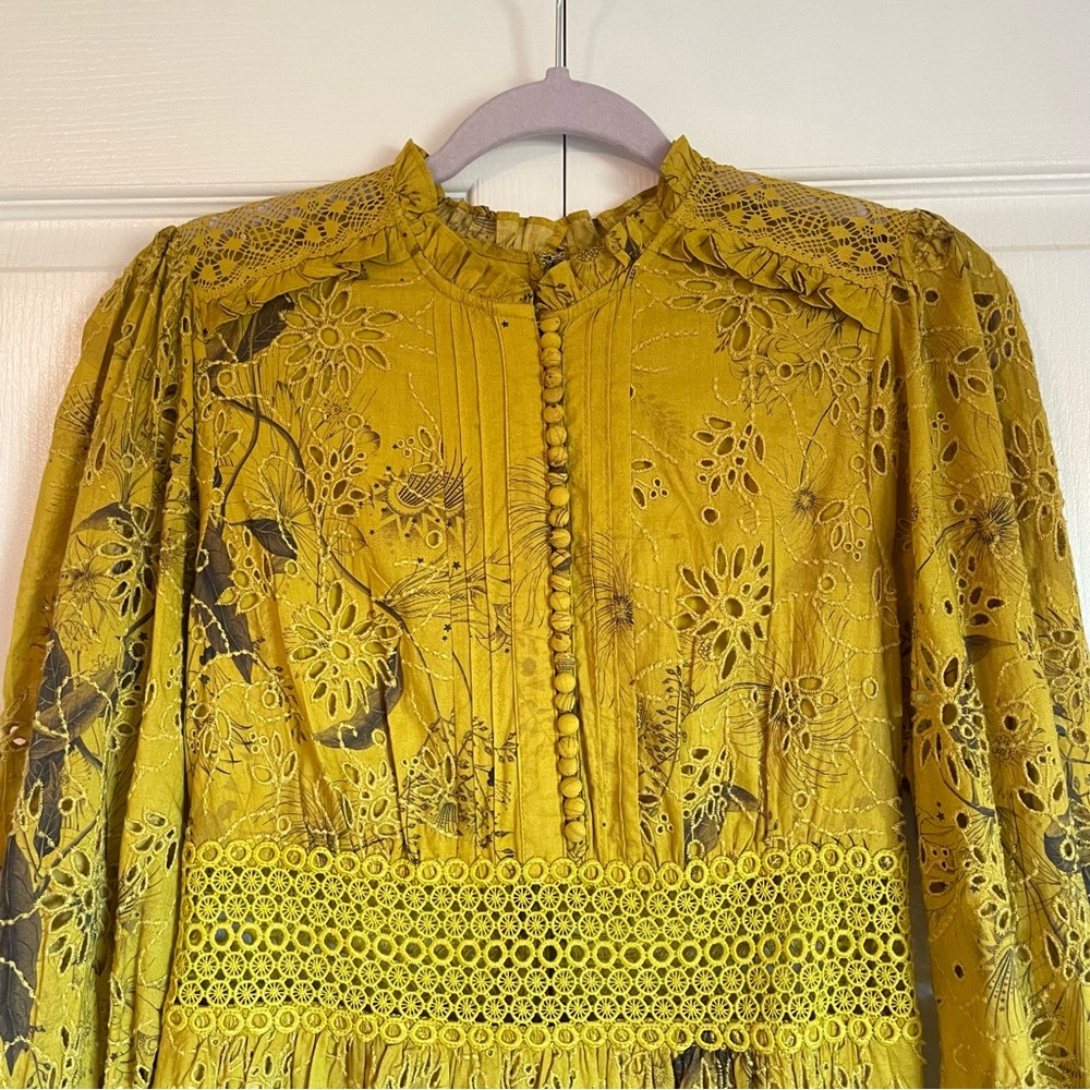 NWT ALLSAINTS Women’s Sia Demoir Broderie Dress Olive - US4 - Picture 4 of 13
